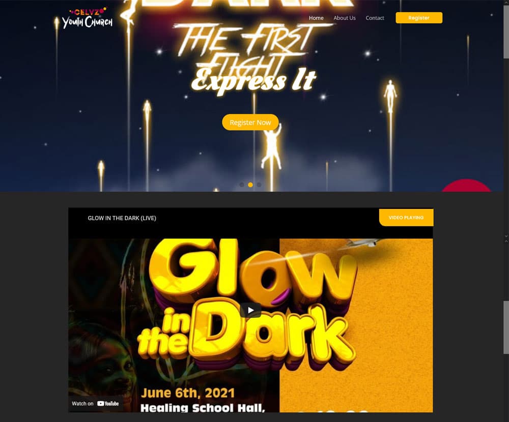 Celvz Youth Church website screenshot