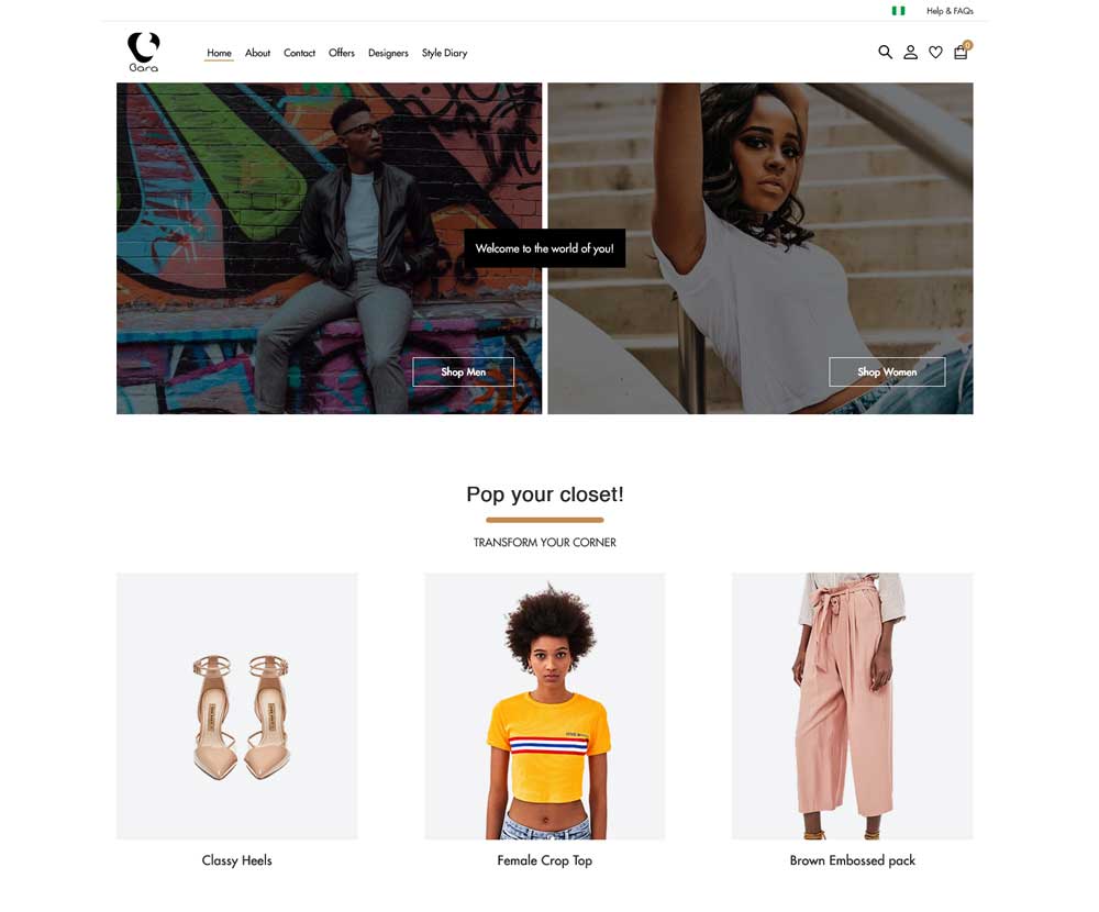 Bara.co Fashion Store website screenshot — project by Johnnybits