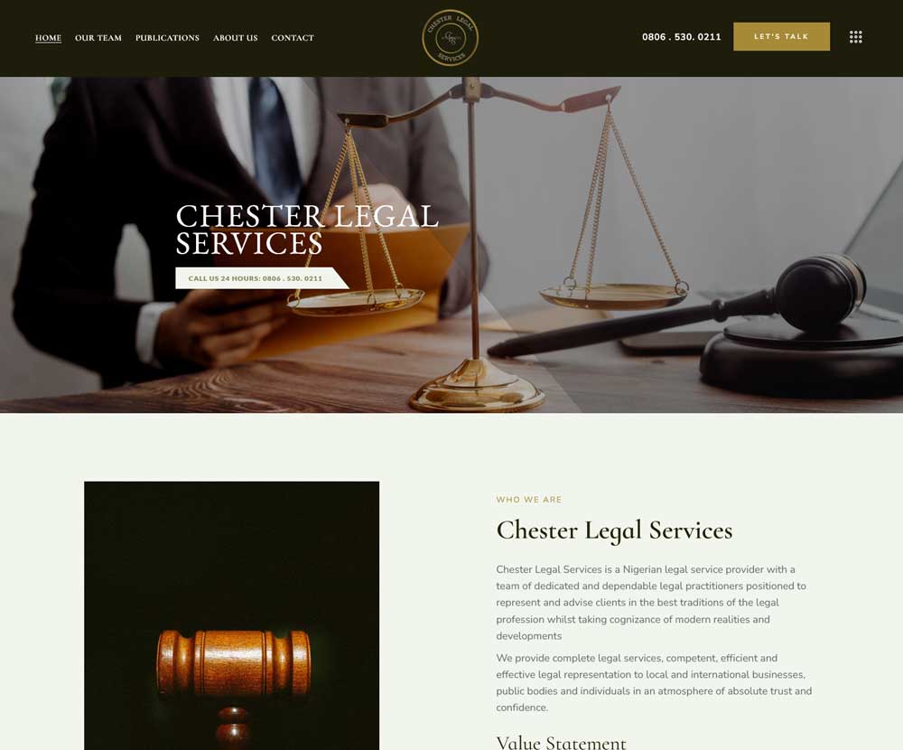 Chester Legal Service website screenshot — project by Johnnybits