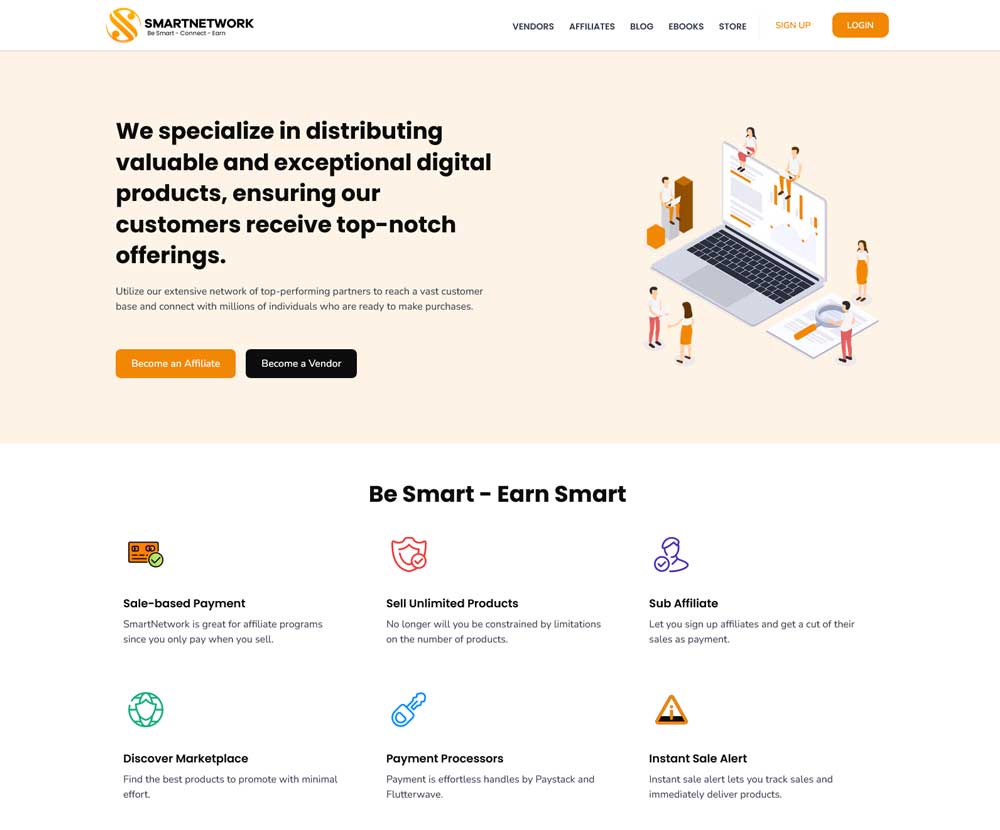 SmartNetwork Technology website screenshot — project by Johnnybits